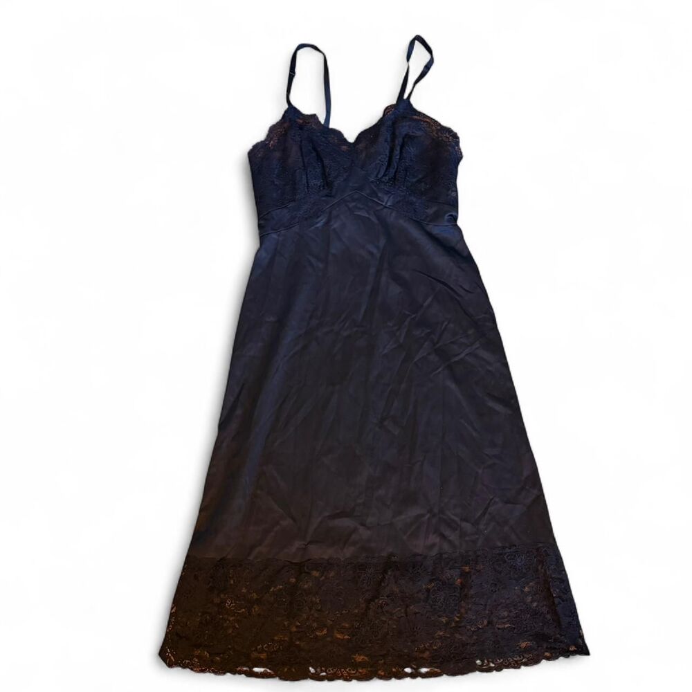 true vintage black nylon slip dress by Vanity Fair